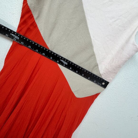 Anthropologie Maeve Cameron Dress medium orange red colorblock Rib  Asymmetrical - Picture 11 of 13